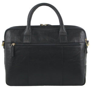 Pierre Cardin Leather Briefcase two compartment 3594 BLACK