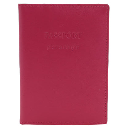 Pierre Cardin Passport Cover in leather Fuschia