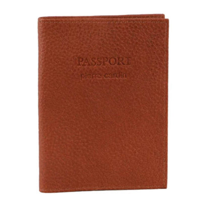 Pierre Cardin Passport Cover in leather Cognac