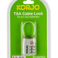 Korjo TSA Flexicable lock TSAFC Black or Silver