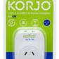 Korjo Adaptor USB A+C Power Adaptor USBACUK for UK