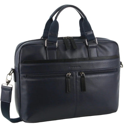 Pierre Cardin Leather Laptop Briefcase 3824 Navy / Black trim