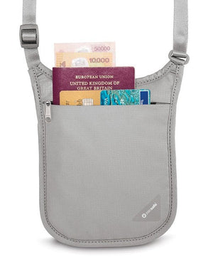Pacsafe COVERSAFE V75 RFID blocking neck pouch Grey