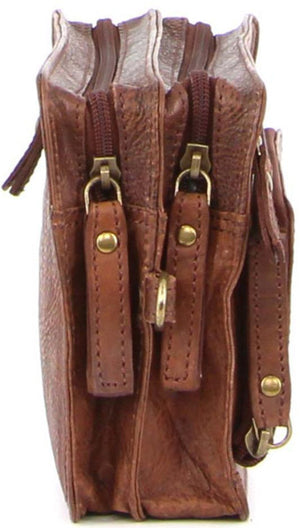 Pierre Cardin leather wrist bag PC3133 CHOCOLATE