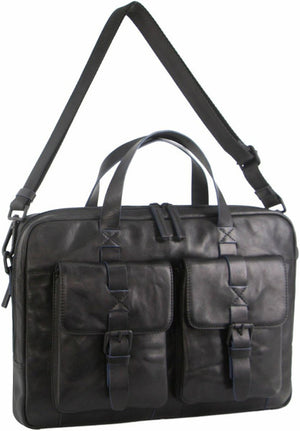 Pierre Cardin leather business laptop bag PC3391 BLACK