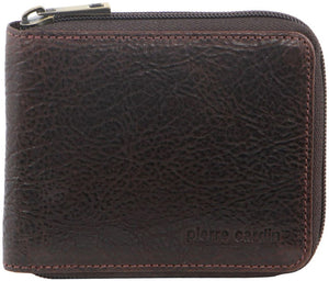 Pierre Cardin Leather wallet zip around PC10344 CHOCOLATE