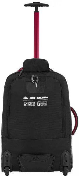 High Sierra Composite V4 wheeled duffle with backpack straps 56cm 136023 Black / Red