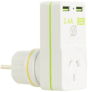 Korjo USB Adaptor 2 Port USB and power plug USB2X2EU Europe