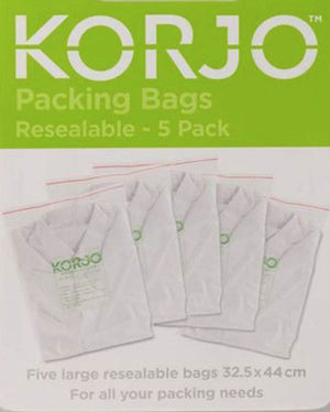 Korjo Packing Bags Plastic resealable 5 pkt  PB11