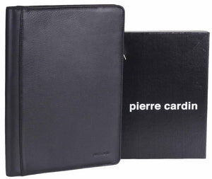 Pierre Cardin A4 leather zippered compendium PC8872 BLACK