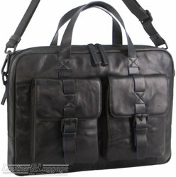 Pierre Cardin leather business laptop bag PC3391 BLACK