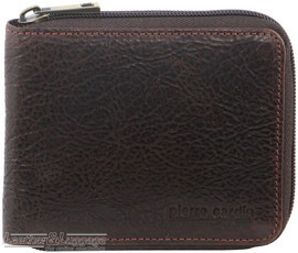 Pierre Cardin Leather wallet zip around PC10344 CHOCOLATE