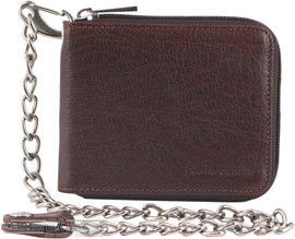 Pierre Cardin Leather wallet zip around with chain PC3273 BROWN